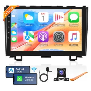 9" Android Car Stereo with Car Audio for Honda CRV 2007-2011, Wireless Carplay/Android Auto, WiFi GPS Navigation, Touchscreen Bluetooth Radio, USB Support, FM/RDS, Backup Camera & Steering Wheel Control, Father's Day Gift