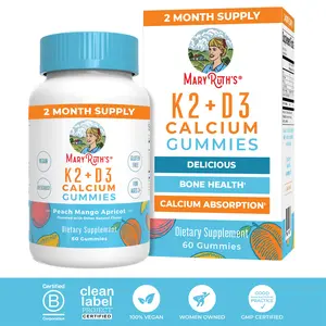 MaryRuth's K2+D3 Calcium Gummies - 2 Month Supply - Bone Health & Joint Support - Heart Health - Vegan - Non-GMO - Gluten Free - 60 count