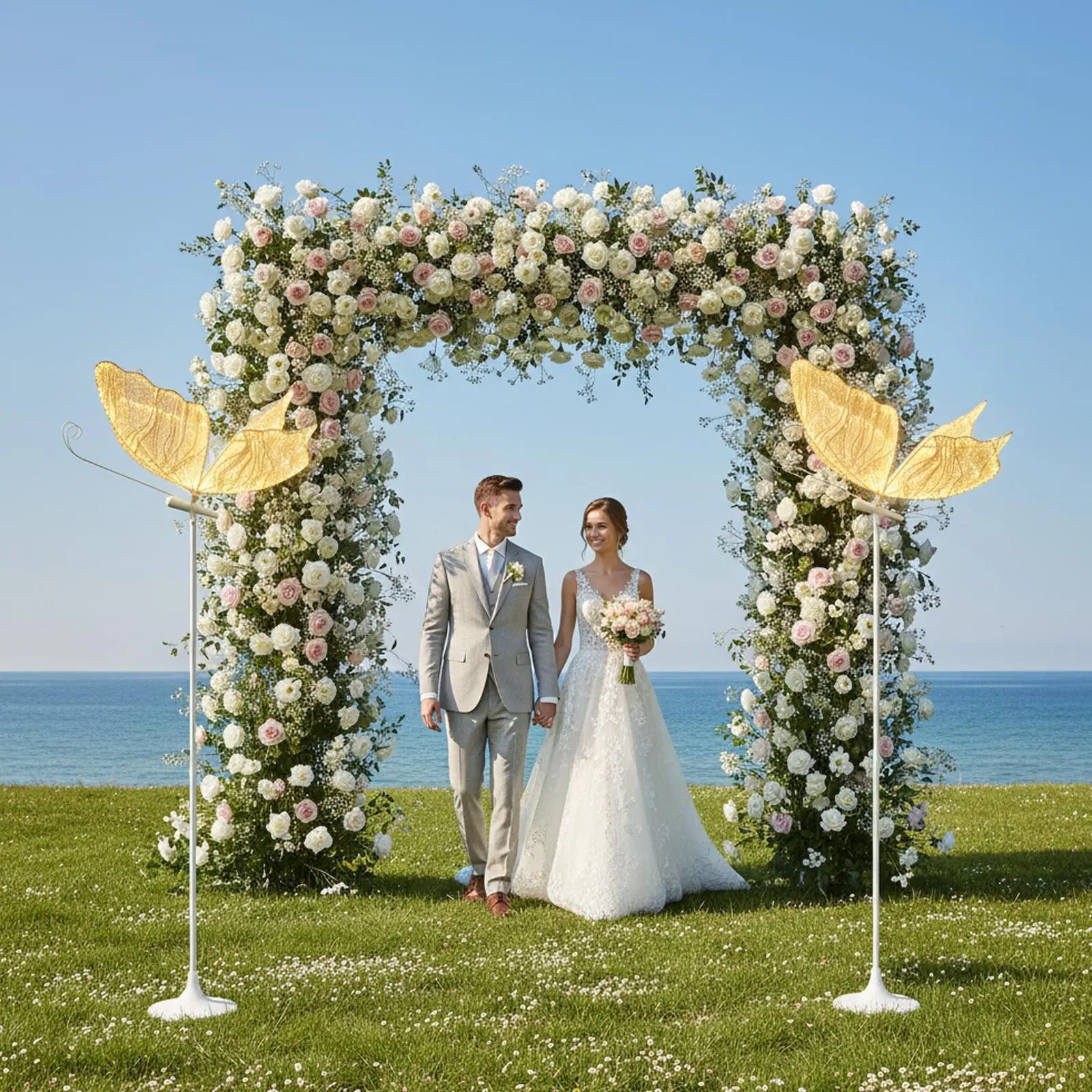 2-Pack 48W LED Butterfly Wings Round Plastic Decorative Lights - Light Up Electronic with Switch, Smooth Modern Soft Romantic Lighting, Adjustable Height, Floor & Ceiling Mountable for Weddings, Home Decor (Sparkling Decorated Gift), Decorated Decorative