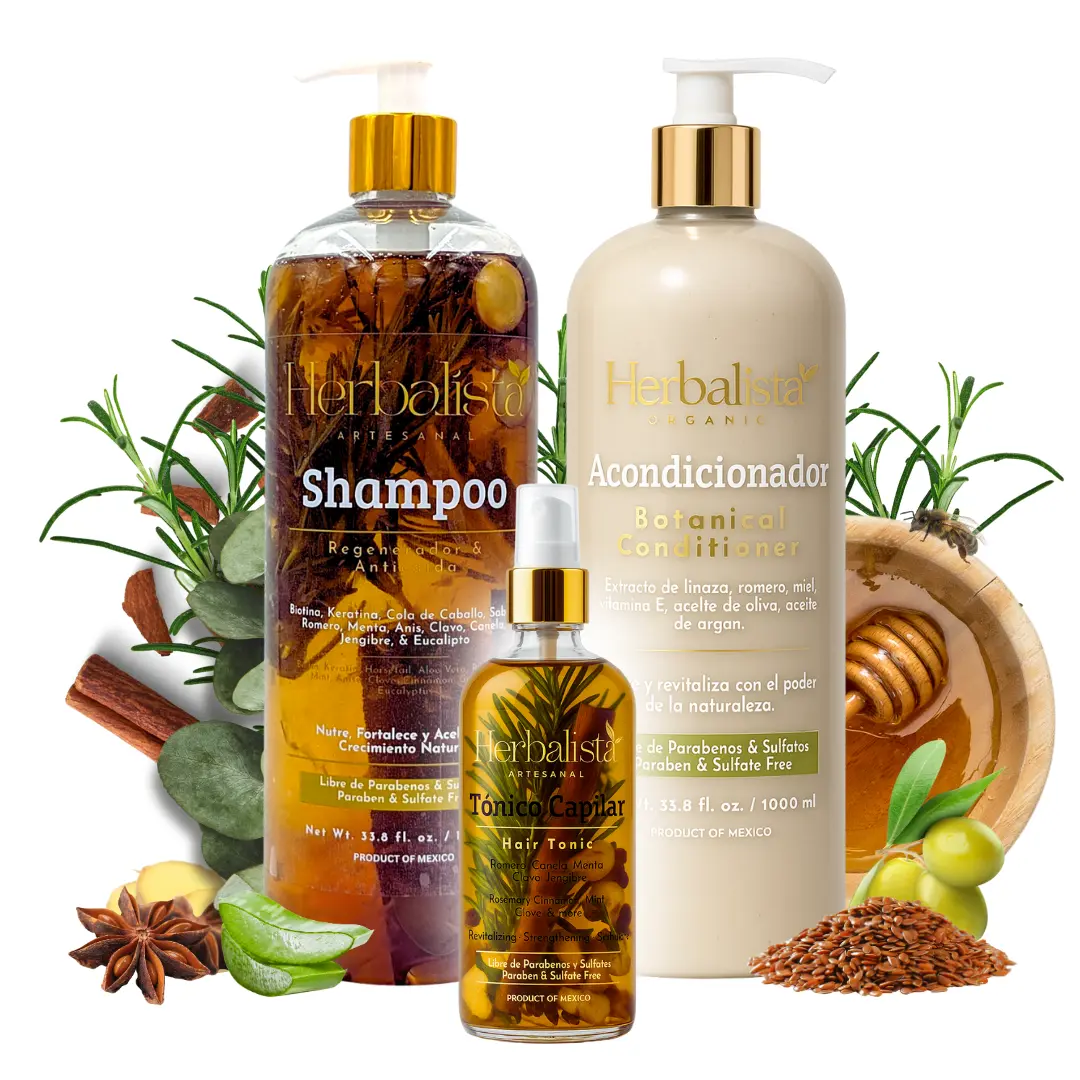 herbalista 3-Piece Strengthening Hair Care Set with Coconut & Olive Oil - Sulfate-Free Shampoo Cleanser (1000ml), Conditioner (1000ml) & Plant Botanical Tonic (250ml) - Eucalyptus Scent for All Hair Types, Haircare, Shampoo And Conditioner, Daily, Hair Gr