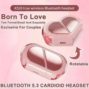 comfy earphones Wireless Earbuds Stereo  Rotatable Love Heart Shaped Charging Case Low Latency Headphones for Phone Tablet