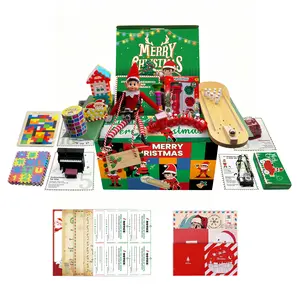 28-day Christmas Elf Decoration Set, complete countdown micro scene prop set for Christmas, reusable holiday family tradition set (includes storage bag and activity cards), includes a Christmas elf