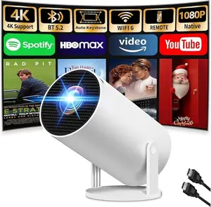 4K/1080P Full HD Mini Projector: Built-in WiFi6/BT5.0 & Android 11, Auto Horizontal Keystone, 180° Rotation, Outdoor Use for Phones/TV Sticks/Laptops 290  lumens  mini  projector