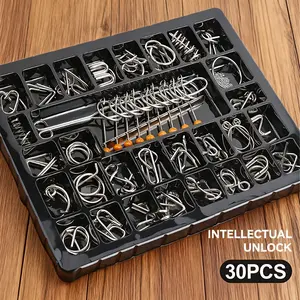 Metal Unlocking Set, 30 Pieces Classical Puzzle Toy, Brain Teaser Challenge, Enhances Logic & Focus, Fun for All Ages, Stress Relief
