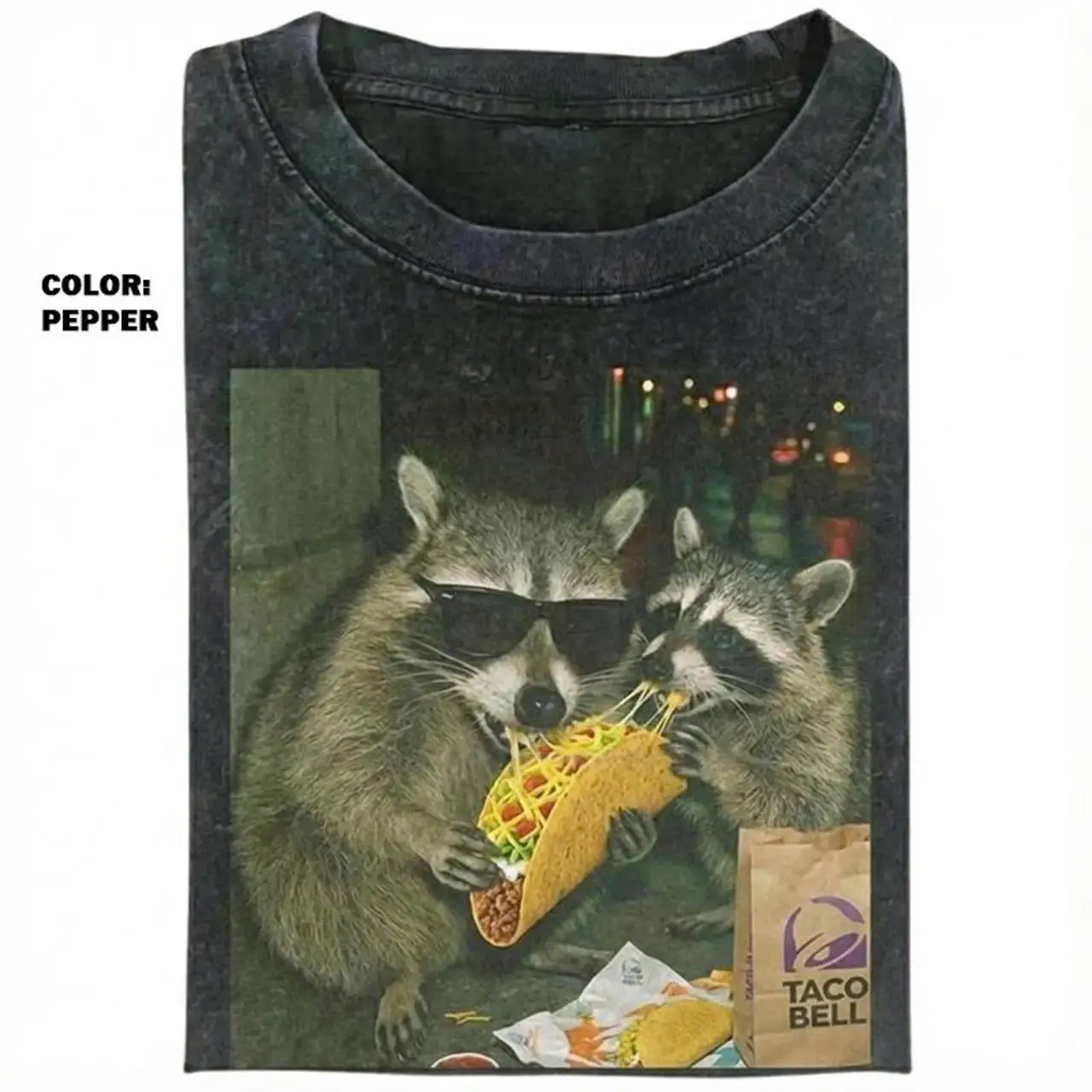 Comfort Colors Raccoon Eating Taco T-Shirt – Funny Meme Graphic Tee, Silly Animal Humor Shirt, Vintage Retro Unisex Top, Cute Raccoon Lover Gift, Gift for Men, Women funny shirts for women, Womenswear Cotton Top Streetwear