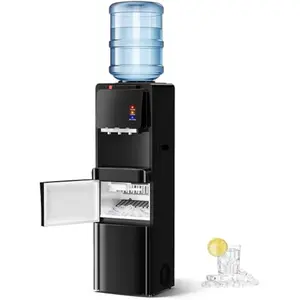 Water Dispenser with Ice Maker, 4-in-1 Top Loading Water Cooler with Hot, Cold & Room Temp Water, 35lbs/Day Fast Ice Making, Child Safety Lock, Fits 2-5 Gallon Bottles for Home & Office