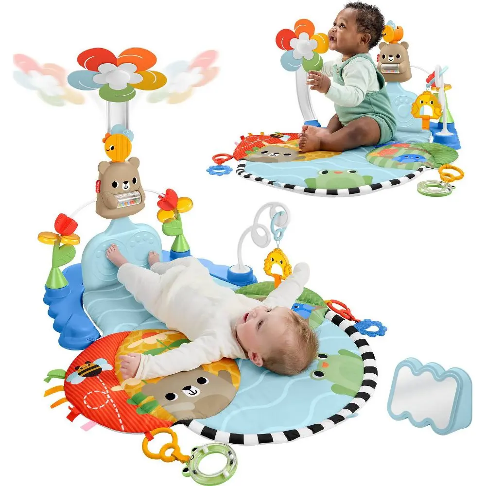 Fisher-Price 3-in-1 Kick & Sway Activity Gym Baby Play Mat & Sensory Learning Toys for Newborn Developmental Play