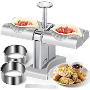 1pc Herobaby Automatic Double Head Dumpling Maker With Stuffing Scoop, 2 Noodle Cutters, And 3.3 Inch Mold - Perfect For Wrapping, Cutting, And Pressing Dough For Dumplings, Pastries, And Pies At Home Kitchen Accessories Utensils Plastic Utensils Plastic