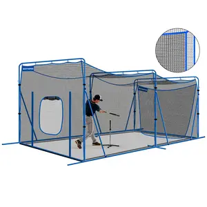 20ftx10ftx9ft Baseball Softball Cage with Hitting Net,Dual Sided 7-Ply Netting for Batting/Pitching/Fielding,Heavy-Duty Metal Frame and Windproof Ropes for Backyard Outdoor Indoor