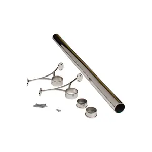 Outwater 4' Bar Foot Rail Kit - Complete Undercounter Mount Hardware and Tubing, Polished Stainless Steel Finish