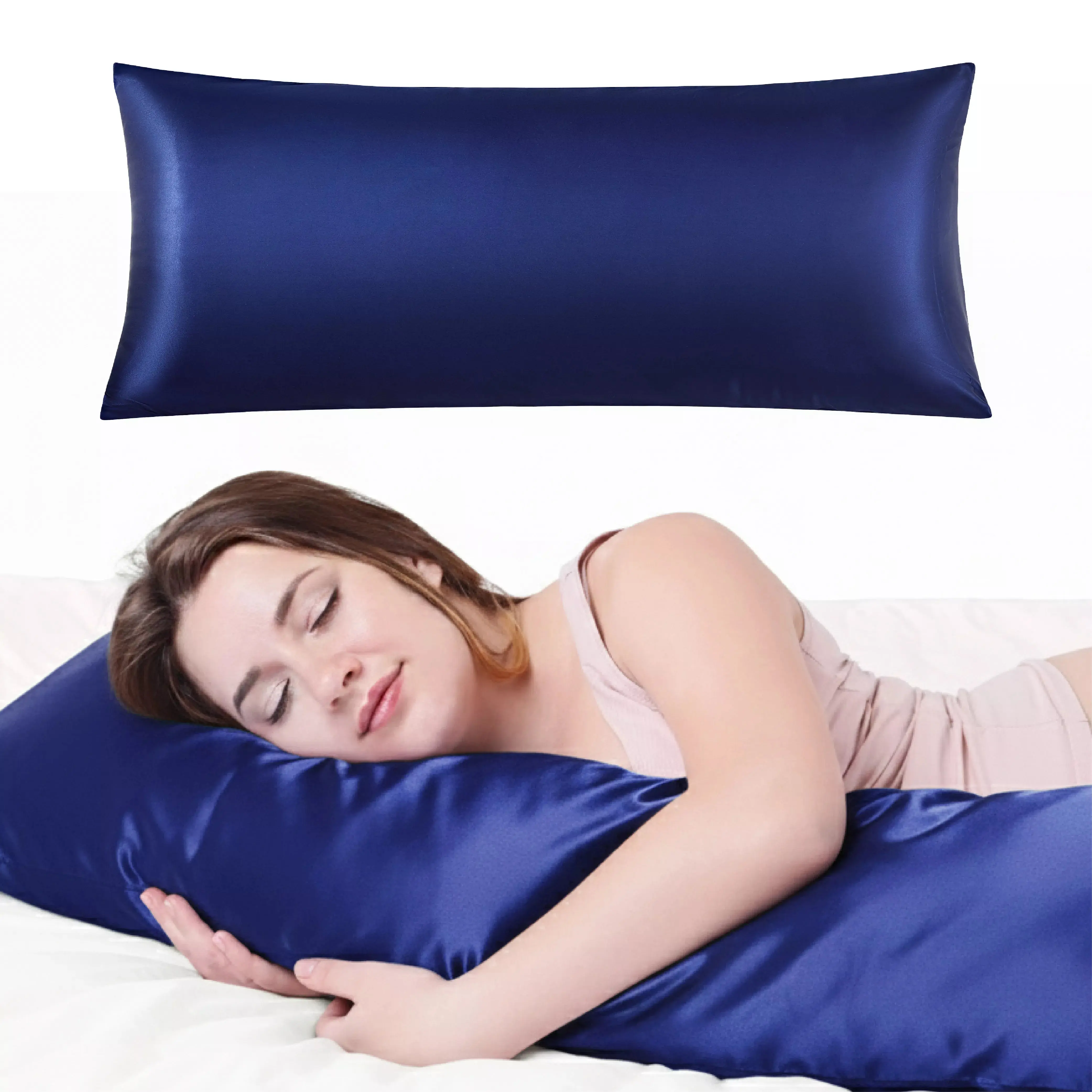 MAVIE Satin Body Pillowcase 20" x 54" - Silky Soft Long Pillow Cover with Envelope Closure