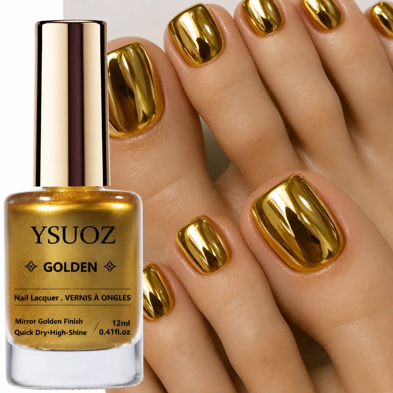 Golden Metallic Nail Polish, Quick-drying Formula, No Baking Required, Long-lasting Shine, Salon-style Manicure, Alcohol-free, Suitable for Adults, a Must-have for Nail Art Enthusiasts