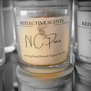 NC Pine                                                           6oz Hand Poured Organic Soy Wax Candle for Aromatic Home Fragrance