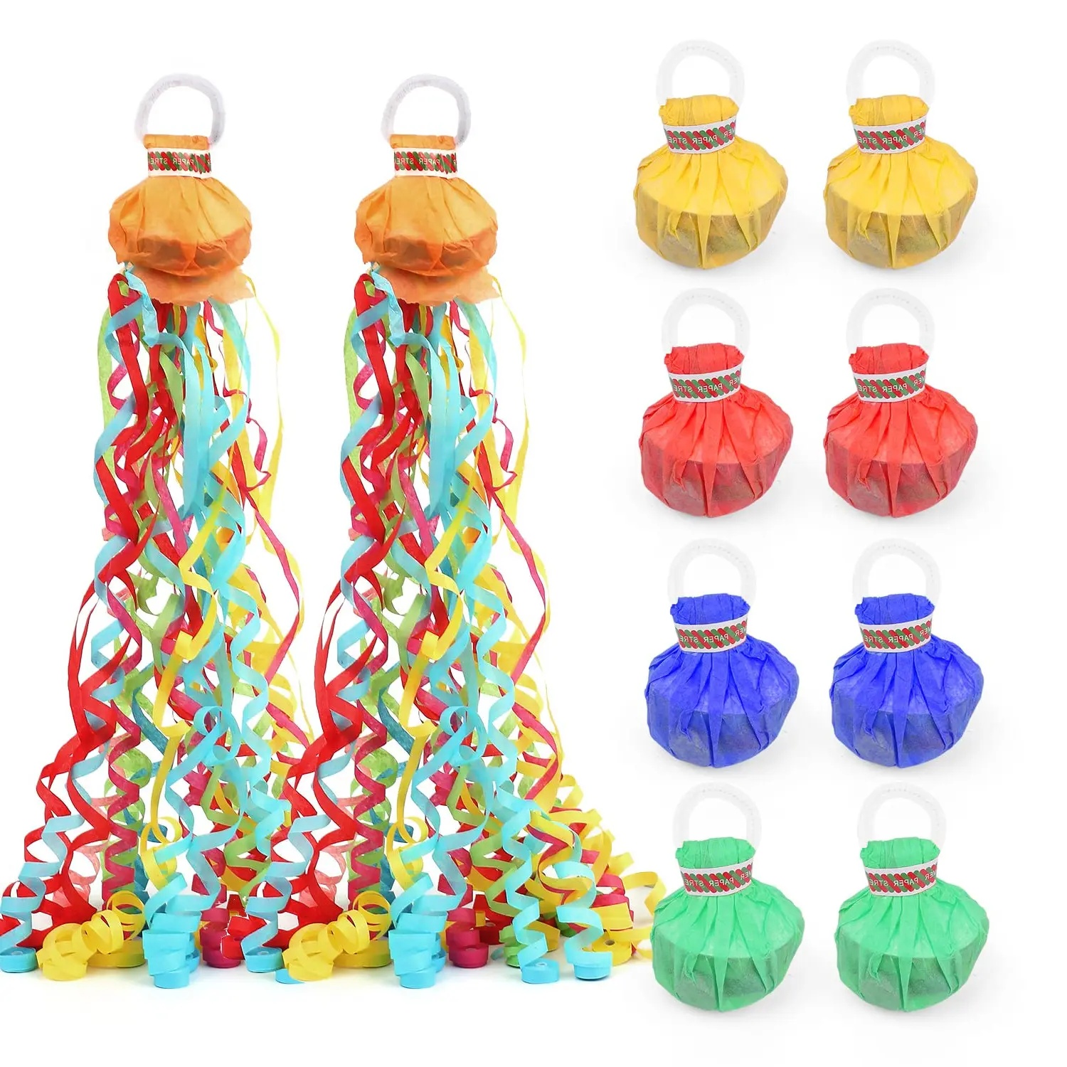 10 Pack Hand Throw Streamer Poppers – No Mess Colorful Party Confetti for Birthday, Wedding, Graduation, Gender Reveal & Celebration Events