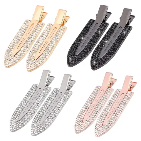 Women/Girls 8PCS No Crease Rhinestone Decor Hair Clips - Flat No Bend Embellished Mini Dainty Clips & Pins for Makeup Bang Styling, Christmas Gift Fashion Accessory, Decor Hair Clip