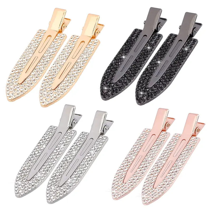 Women/Girls 8PCS No Crease Rhinestone Decor Hair Clips - Flat No Bend Embellished Mini Dainty Clips & Pins for Makeup Bang Styling, Christmas Gift Fashion Accessory, Decor Hair Clip