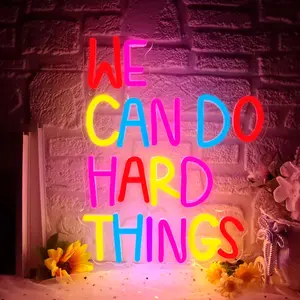 USB Powered Neon Sign, We Can Do Hard Things Neon Sign, Decorative Light for Home Party School, Party Decoration Supplies, Home Decor LED Neon Light, Indoor Decorative Light, Neon Lamps