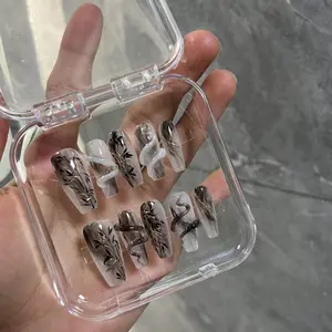 3D Snake Bamboo design Press On Nail|Ink painted Reusable Nail|Hot Girl Fake Nail|Premium Charm Nails|Sparkle Cool Nails Manicure|Gift girl