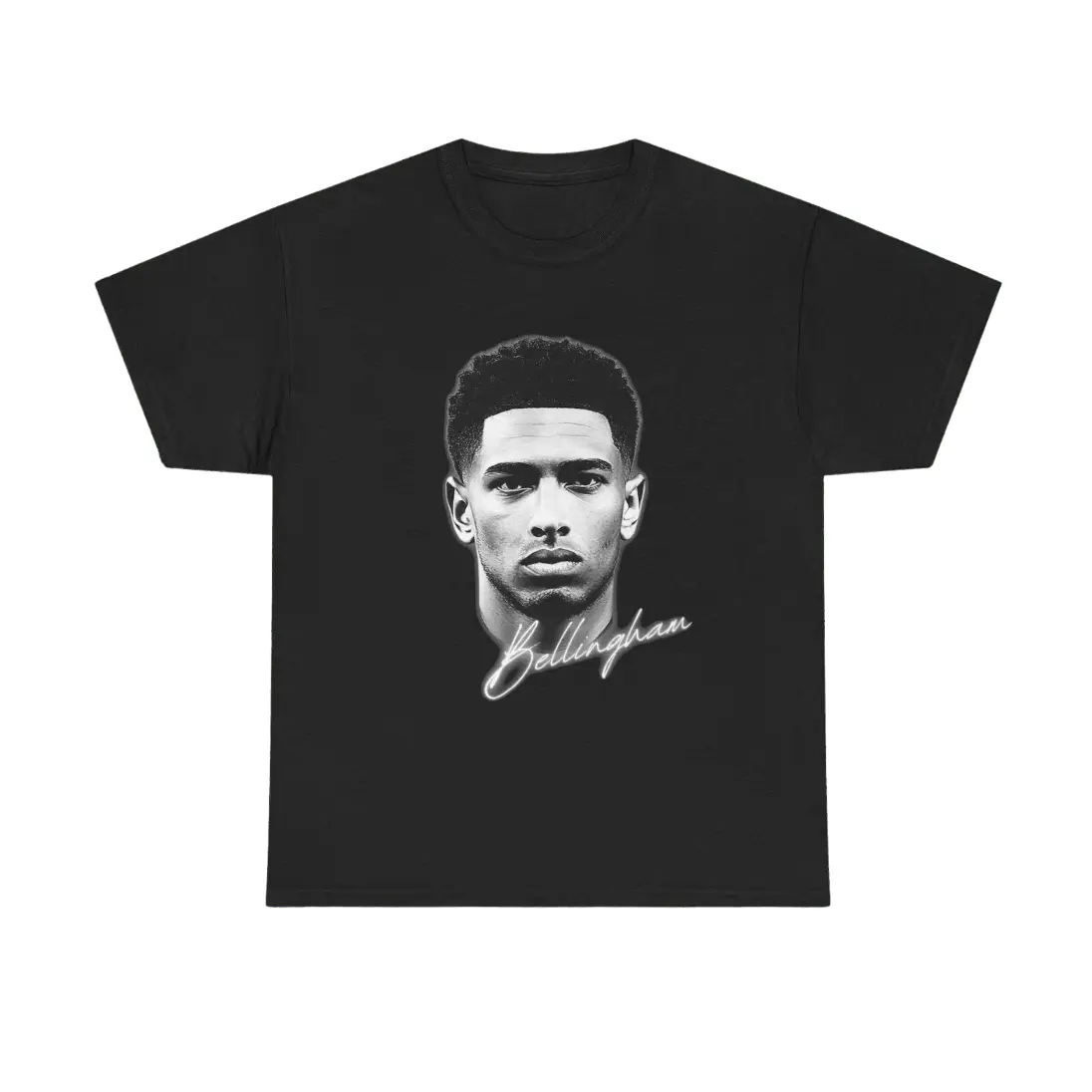 Jude Bellingham Print Cotton T-Shirt, Crew Neck Short Sleeve Casual Soccer Fan Daily Top, Unisex Soft Sport Everyday Tee for Fan Support