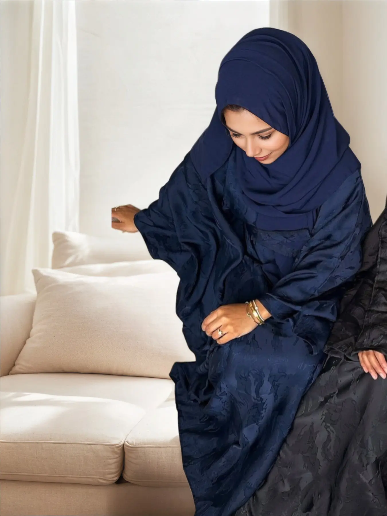 Women's  Floral  Jacquard Arabian  Dress, Modest Dresses, Modest Round Neck Long Sleeve Dress for Daily Wear, Ladies Islamic Clothing for All Seasons