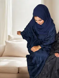 Women's Floral Jacquard Arabian Dress, Modest Chic Round Neck Long Sleeve Abaya Dress for Daily Wear, Ladies Islamic Clothing for All Seasons, Abaya Hijab Set, Abayas for Eid