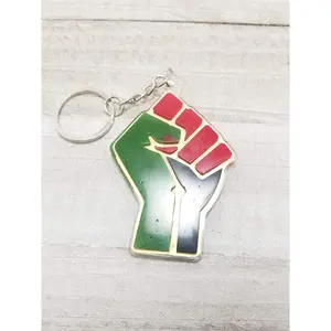 Red, Black & Green Fist Keychain