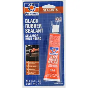 212 MAIN Permatex 80338 1.5oz Black Rubber Sealant Tube, Multipurpose Use, Temperature Resistant, Windshield Seal
