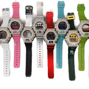 New Hip Hop Style Moissanite Luxury Watches with Colorful Bands and Digital Displays