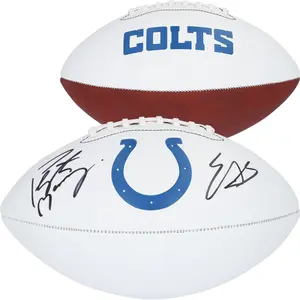Edgerrin James and Peyton Manning Indianapolis Colts Autographed Franklin White Panel Football - Fanatics Authentic Certified