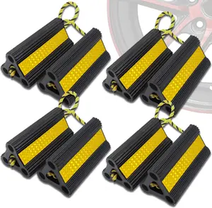 Wheel Chocks for RV Trailer Car Truck, Upgrade Rubber Wheel Chocks with Rope Easy to Use,Camper Travel Chock Blocks Wheel Immobilizers & Chocks Tool Heavy Duty