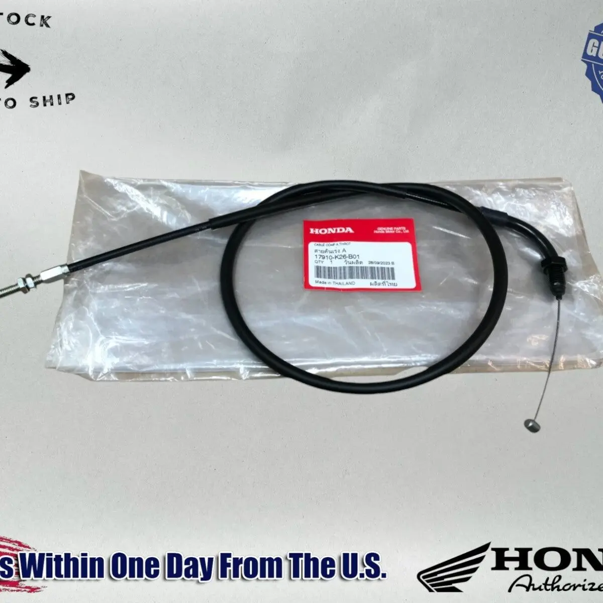 Honda OEM 17 - 20 GROM 125 THROTTLE CABLE 'A' 17910-K26-B01