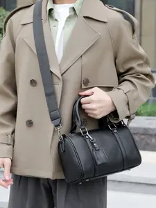 1pc  Men's shoulder bag, crossbody bag, Messenger Bag, solid color and clean color handbag, zipper closure, fashionable and versatile, simple and trendy, suitable for college students, campus work, commuting, shopping, men's crossbody bag