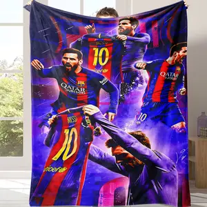 Leo Messi Blanket NO.10 Football Blanket Football Fans Gifts Soft Flannel Blanket Suitable For Sofa Beds Living Rooms Beloved By Both Adults And Children Birthday Gifts Holiday Party Home Decor Suitable for all four seasons