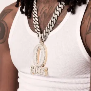 0 Block Iced Out CZ Bling Full Paved Men's Women Hip Hop Pendant Rapper Jewelry Gift Oblock