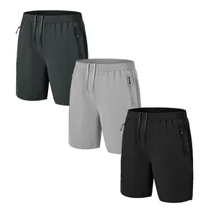 TBMPOY Men's 3 Pack Athletic Shorts Quick Dry 7" Lightweight Hiking Running Gym Shorts with Zipper Pockets for Workout Travel Outdoor