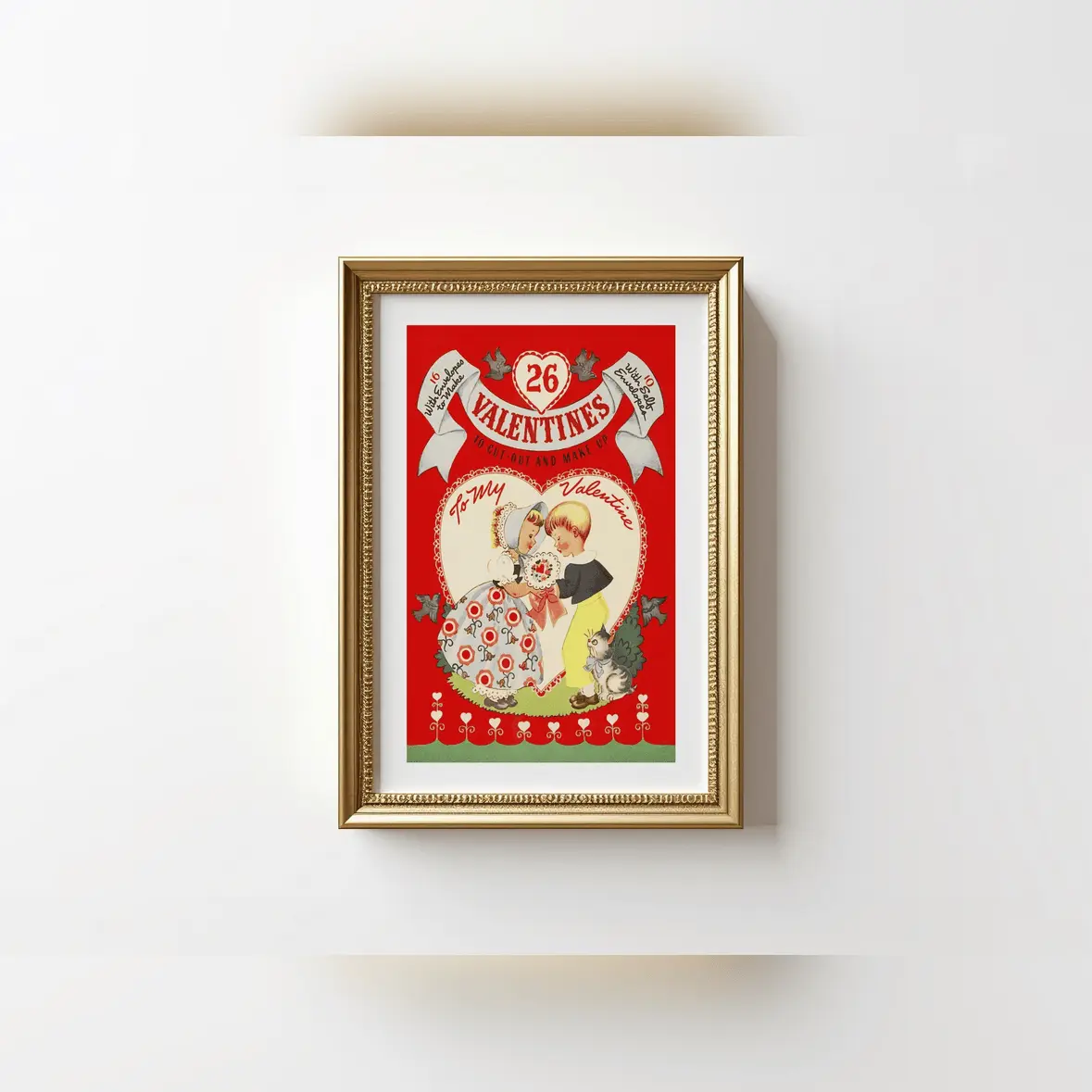 Retro Valentine Art Print Valentines Day Poster Kitchen Wall Art Retro Holiday Home Decor Kitchen Decor Holiday Party Gift For Family Abstract Shapes Wall Art