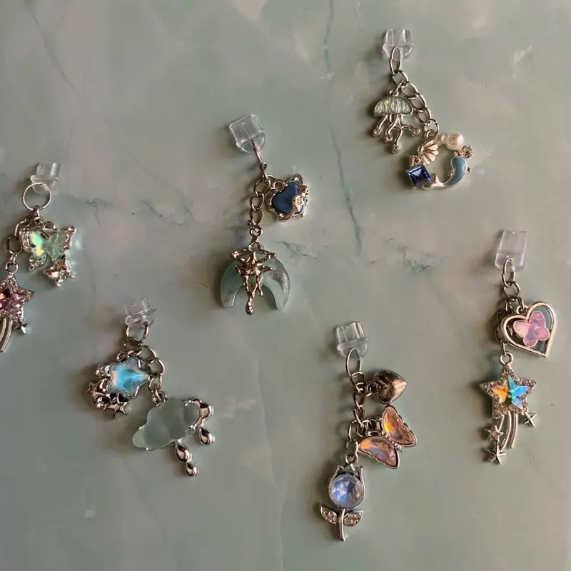 Dainty and sparkly silver dust plug charms (msg us with connector type after order is placed)