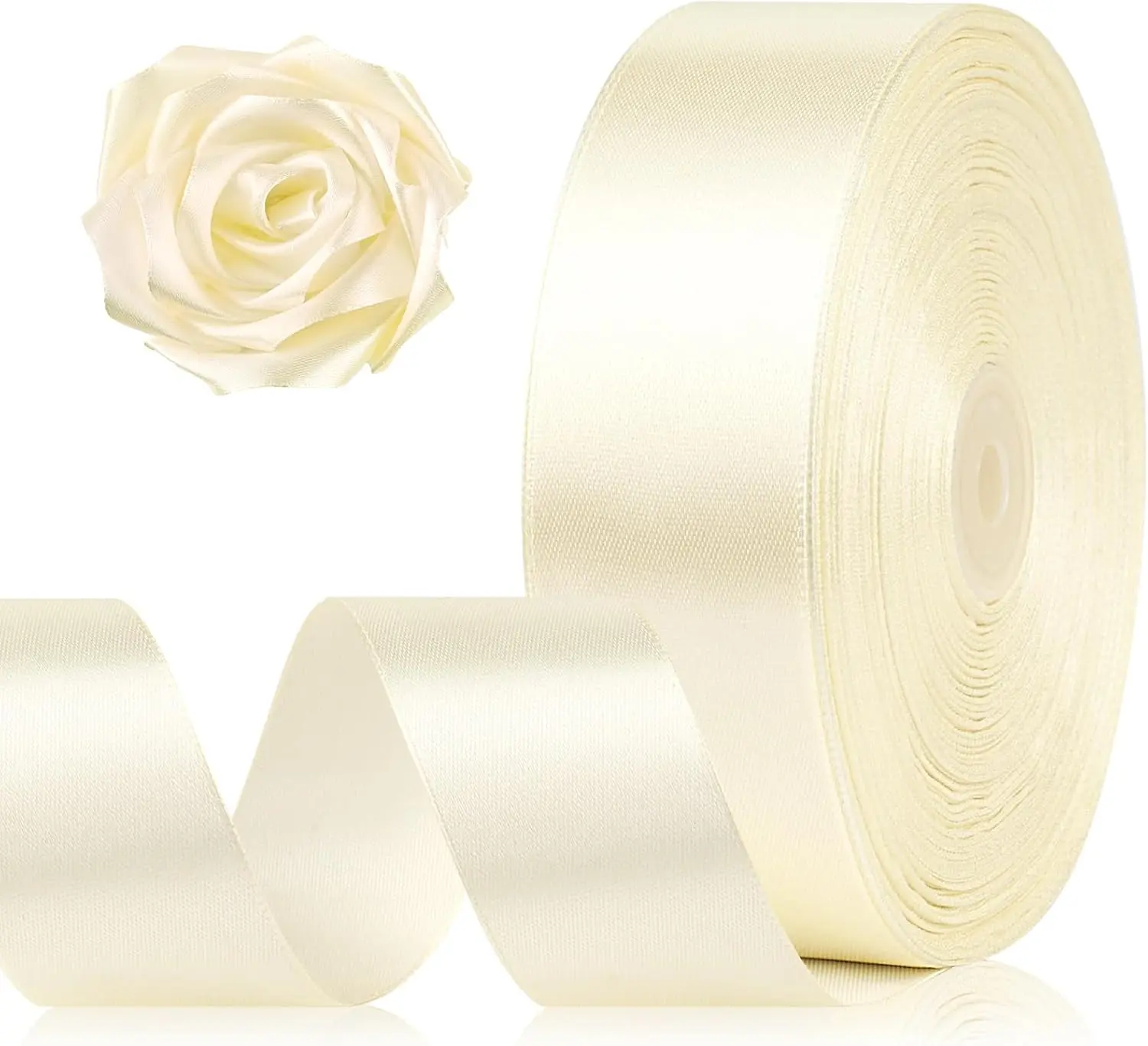 1-1/2 Inch 100 Yards  Satin Ribbon, Solid Fabric Ribbon Roll for Mother's Day Flower Bouquet,  Wrapping, Roses Making, Handmade Crafts
