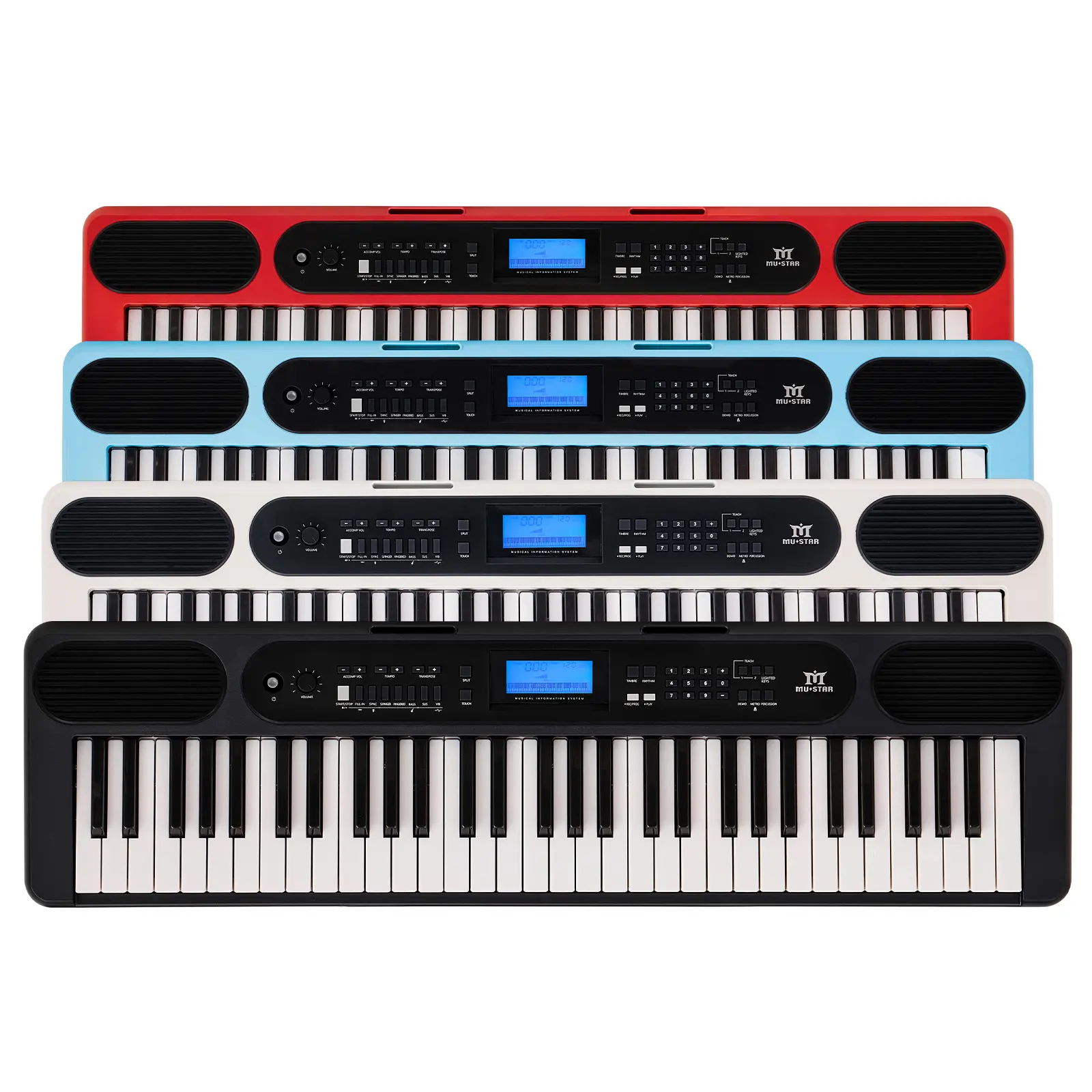 MUSTAR 61-Key Portable Smart Electric Piano Keyboard with Light-Up Keys, 500 Rhythms, MIC Input, Dual Teaching Modes, USB-MIDI for Apps, Lightweight Design
