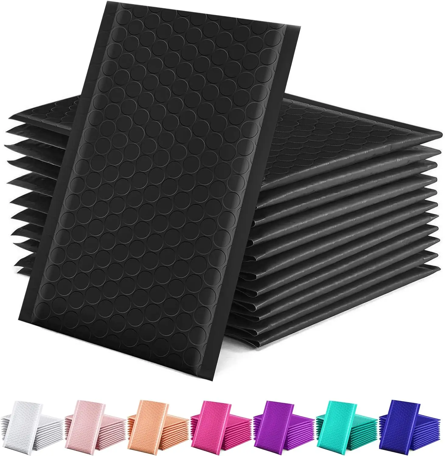 50 Pack 4 x 8 Inch Black Bubble Mailers, Padded Self-Seal Shipping Envelopes, Waterproof Protective Packaging Bags for Small Items, Jewelry and Accessories
