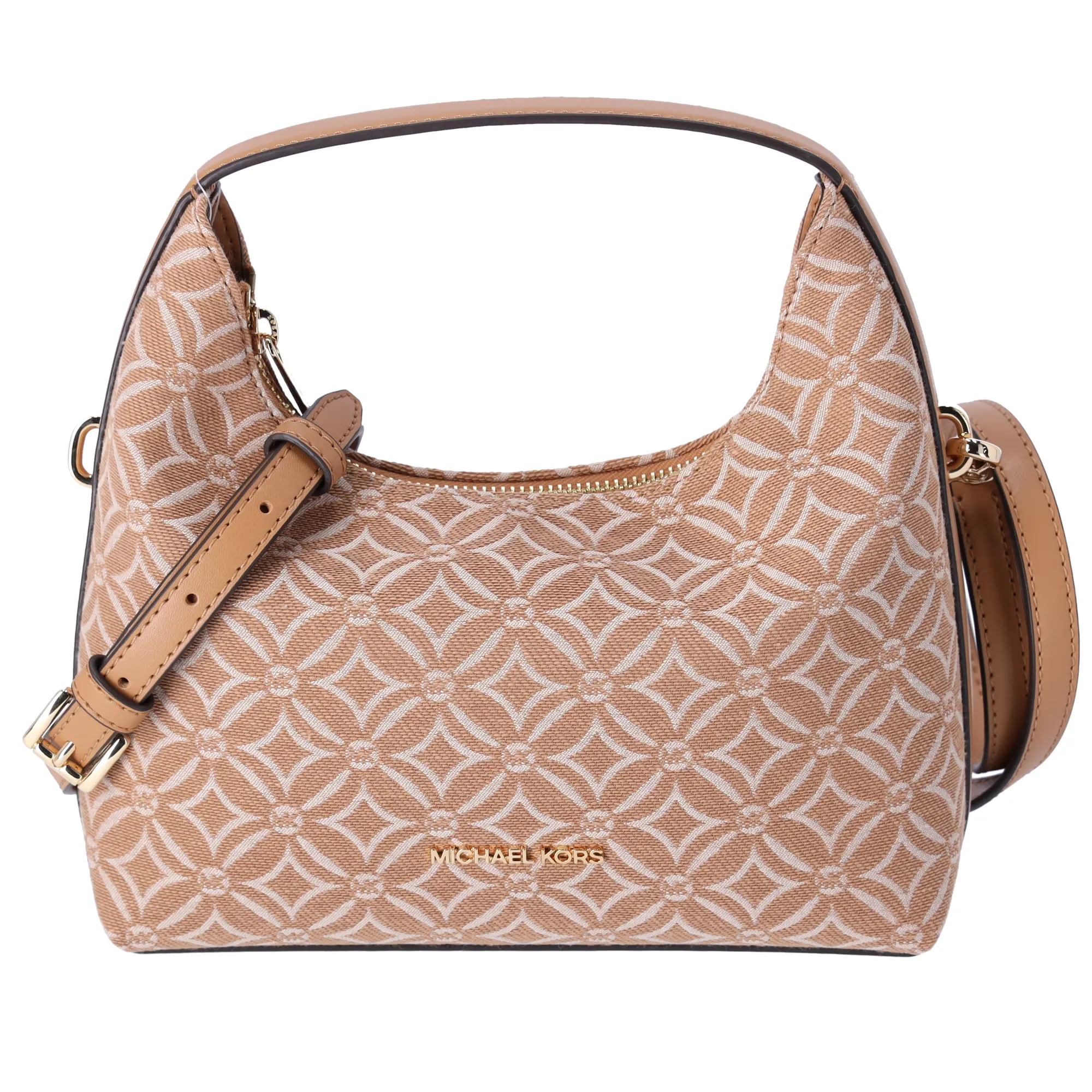 Pre-owned MICHAEL KORS Jacquard Crossbody Bags Ember Small Shoulder Crossbody Bag MK Deer Tan Multi