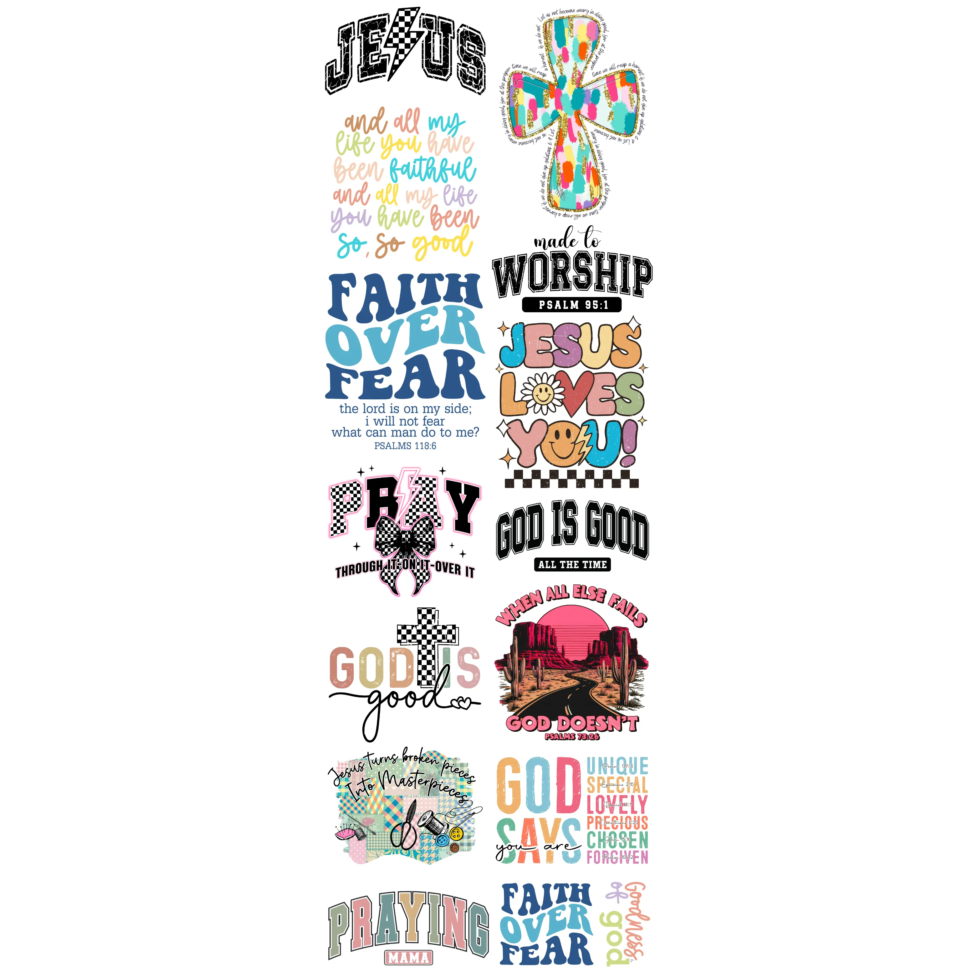 God Is Good DTF Transfer Gang Sheet 24.5" wide x 72" long. DIY Tshirt Transfers Direct To Film