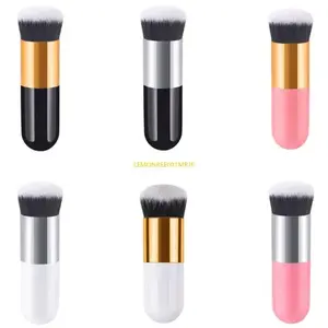 3 Pcs Chubby Pier Foundation Brush Flat Cream Makeup Brush Flawless Full Coverage Professional Makeup Tool