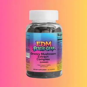 EDM Festive Gear Groovy Mushroom Extract Complex Gummies - 60 Gummies for Enhanced Energy & Focus - Premium Mushroom Extracts for Rave Performance