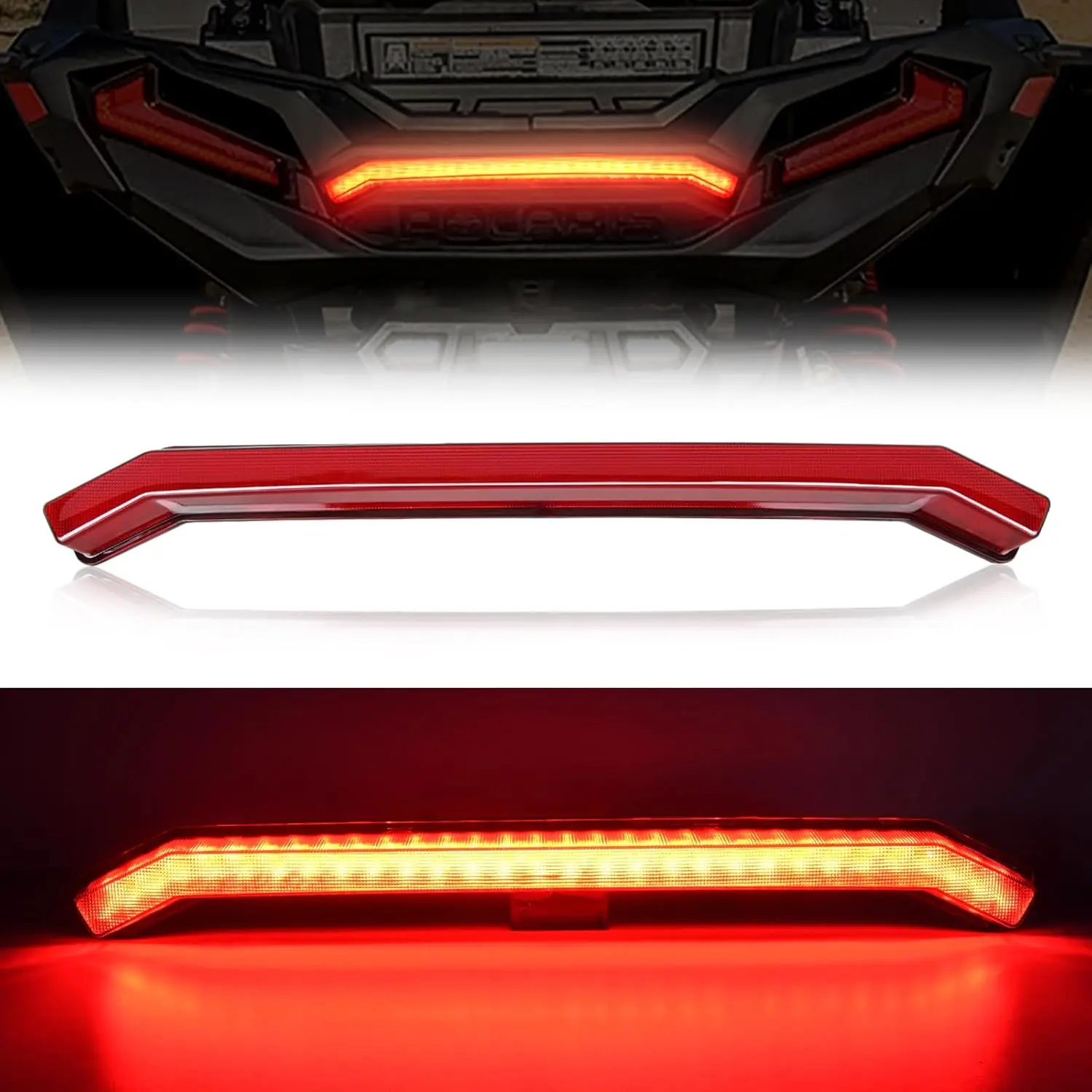 Nilight 1pc Red Lens Center LED Tail Light - UTV Rear Brake Lights, Plug & Play, Waterproof IP67 All Weather, 0.15A High/Low Beam, LED Source, Polaris Fit for RZR XP 1000 Turbo/Sportsman 1000 XP Accessories (2019-2023)