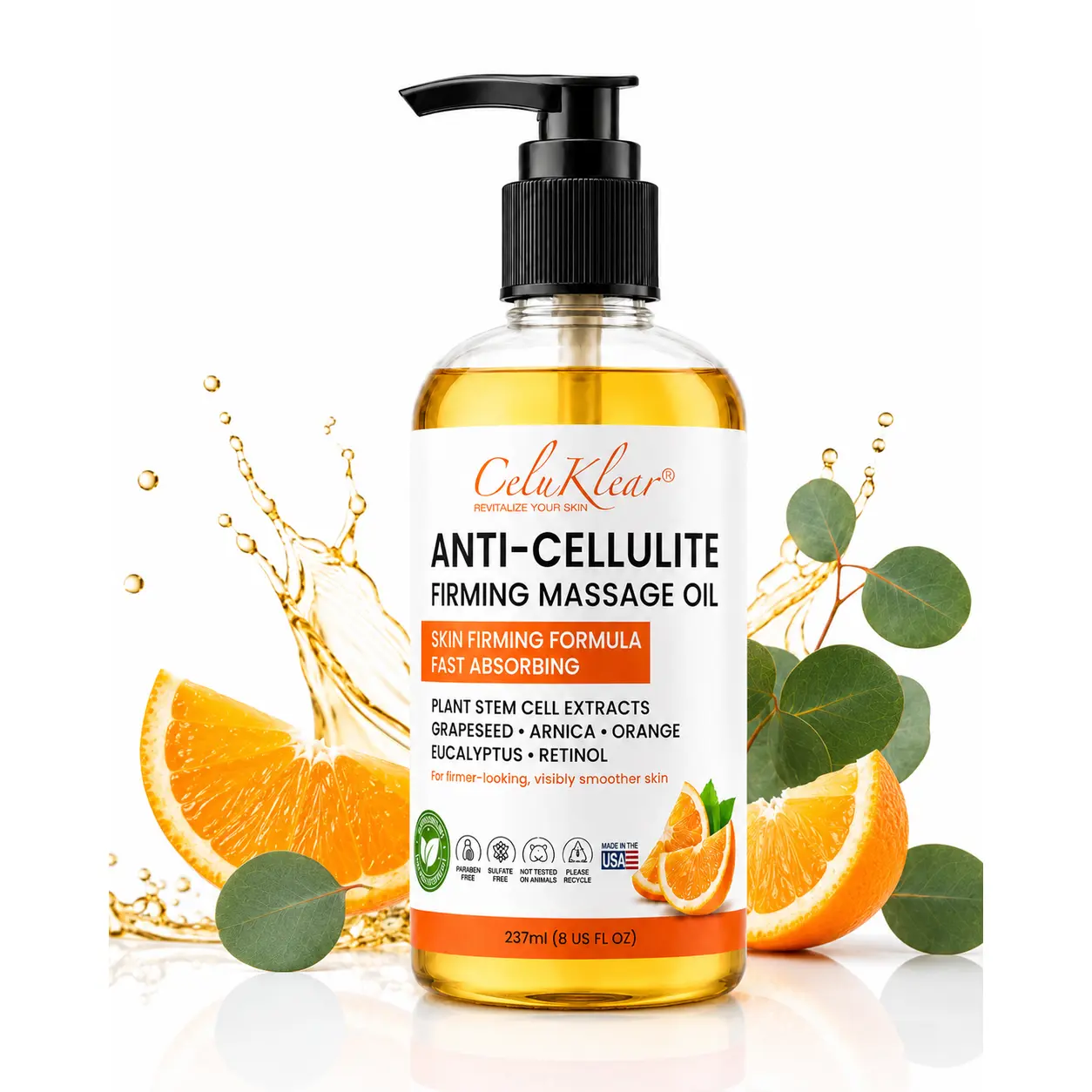 CeluKlear Anti-Cellulite Massage Oil - 8 Fl Oz
