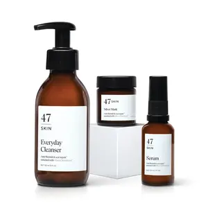 47 Skin 3 Step Treatment Set - Everyday Cleanser, Serum and Silver Mask enriched with Silver Chitoderm