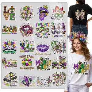 20sheet  Mardi Gras Iron on Transfers dtf transfers ready to press Retro Iron on Decals Patch Heat Transfer Iron on Stickers for T Shirt Clothing Jacket Hat Backpacks DIY