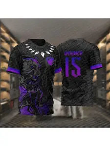 2025 Black Panther Printed Men's Sports Shirt T-shirt Summer Training Sweat Wicking Quick Drying Comfortable Football Shirt