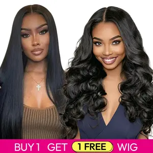 YMSGIRL Buy 1 Get 1 Free Lace Front Wig | Transparent Lace, 180% Density, Blended Human Hair